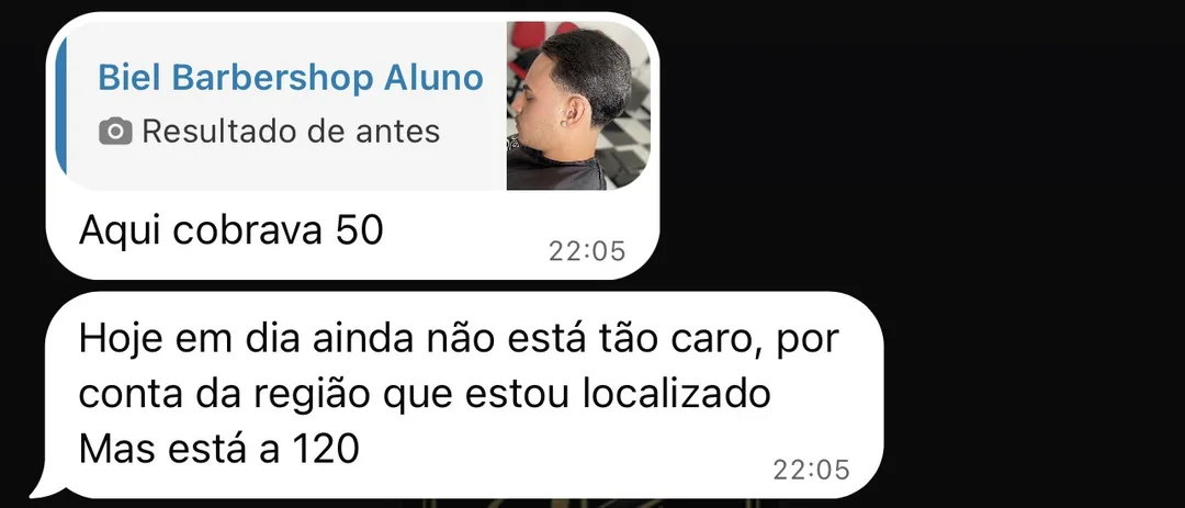 Print do WhatsApp: aqui cobrava 50, mas está a 120